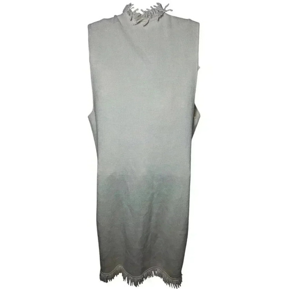 Chico's Women's Ivory/Cream Open Front Fringe Sleeveless Long Vest Size 1 M/8 - Picture 5 of 10